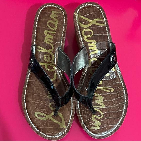 Sam Edelman Black Wedge Sandals EUC 6M - Picture 6 of 7